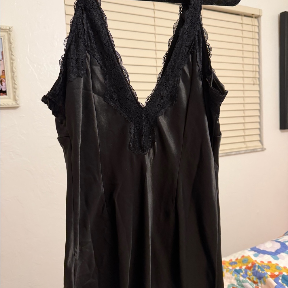 Princess Polly Black Lace-Trim Slip Dress